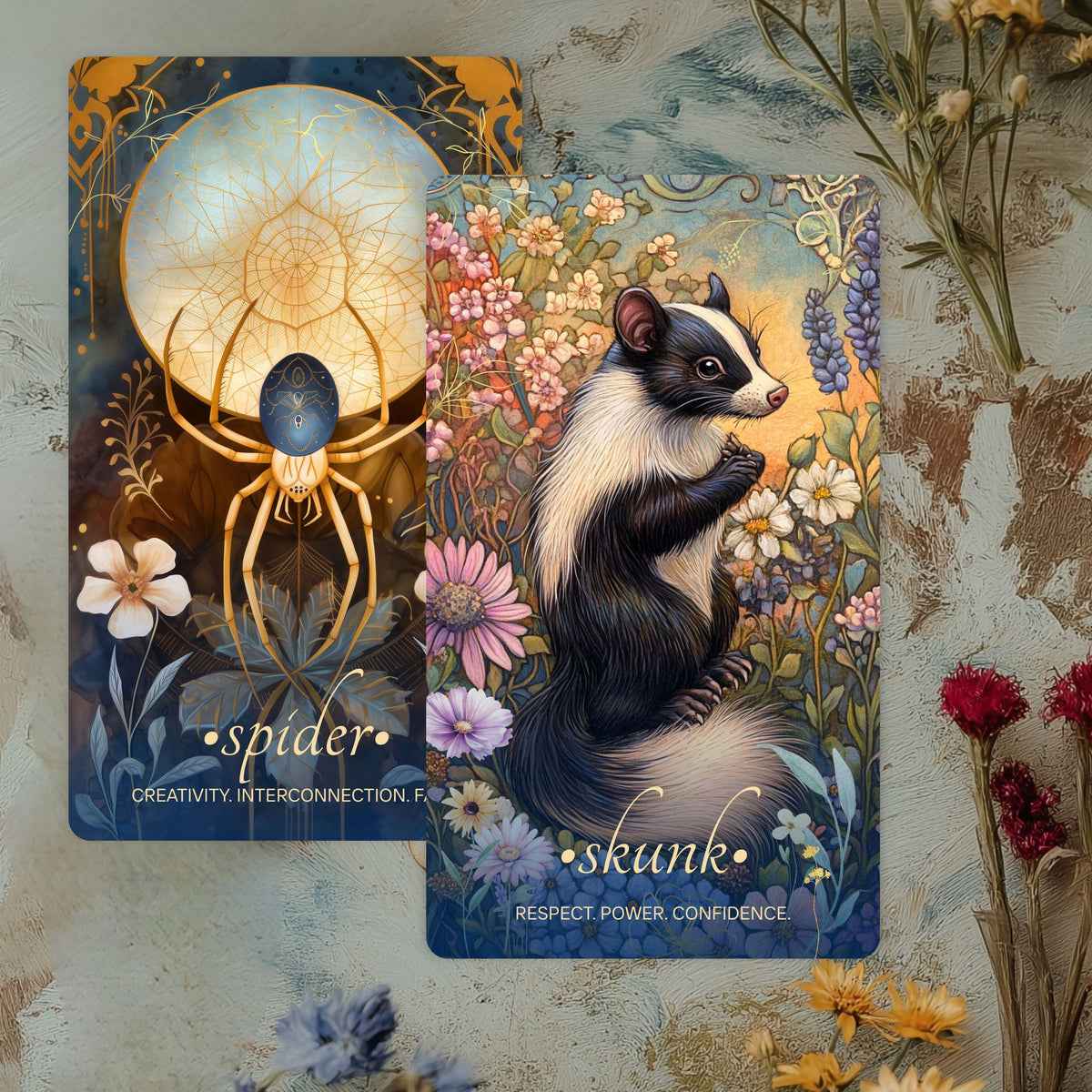 The vibrant artwork of the Wild Urban Animal Oracle Deck showcasing animal guides.