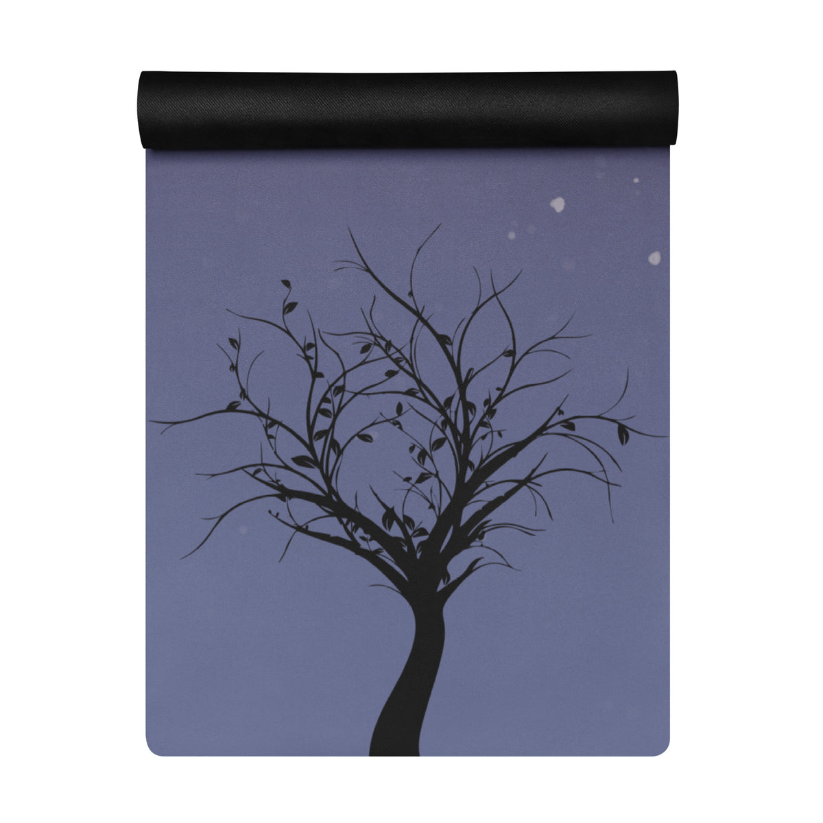Meteor shower yoga mat featuring a shadowed tree