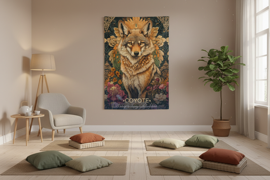 Coyote Tapestry in Meditation Room