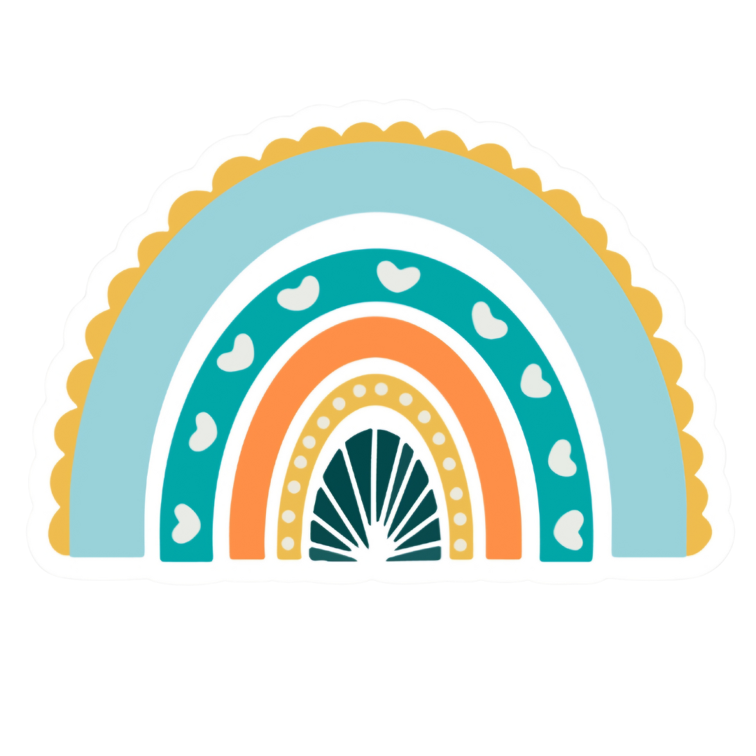 Colorful Happy Blue Rainbow Sticker capturing bright hues, ideal for creative enthusiasts and gift gifting.