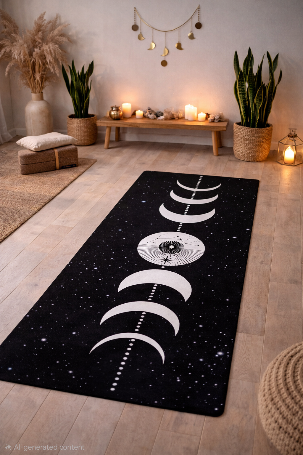 a yoga mat at home in a meditation room on the floor