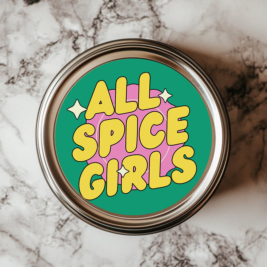 All Spice Girls Retro Pop 3x3" Waterproof Vinyl Sticker showcasing vibrant colors and playful design, perfect for laptops and journals.