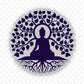 Vibrant Buddha Tree of Life Sticker on a personal item, capturing serene design in deep purple hues, ideal for yoga enthusiasts and nature lovers.