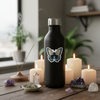 Black Moonlit Butterfly Sticker Water Bottle Mockup