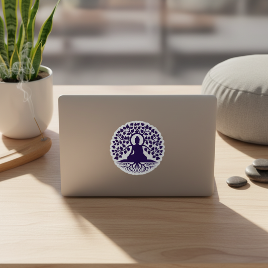 Buddha Tree Sticker on Laptop