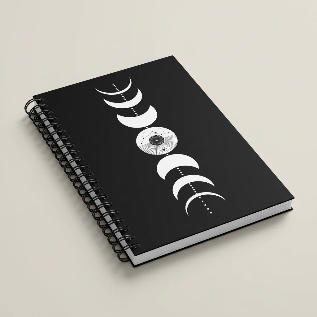 Moon Phase notebook in a clean studio setting