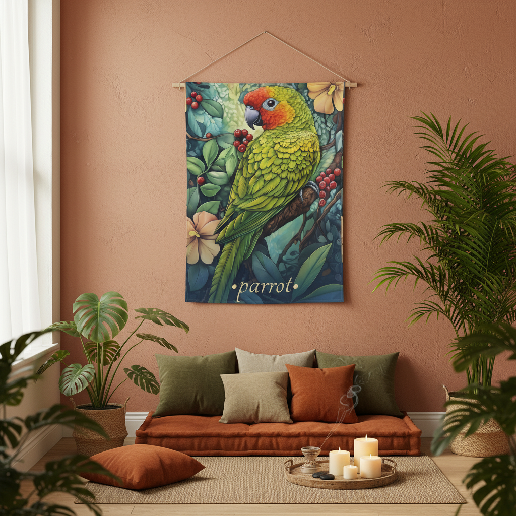 Parrot Tapestry Mockup 2