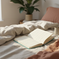 Rainbow notebook open on bed