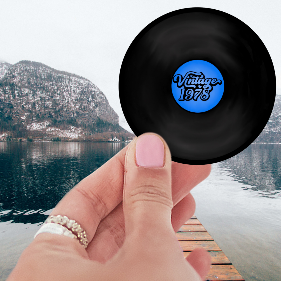 Vintage 1978 Vinyl Sticker showcasing a retro record design, perfect for music enthusiasts with a waterproof, durable matte finish.