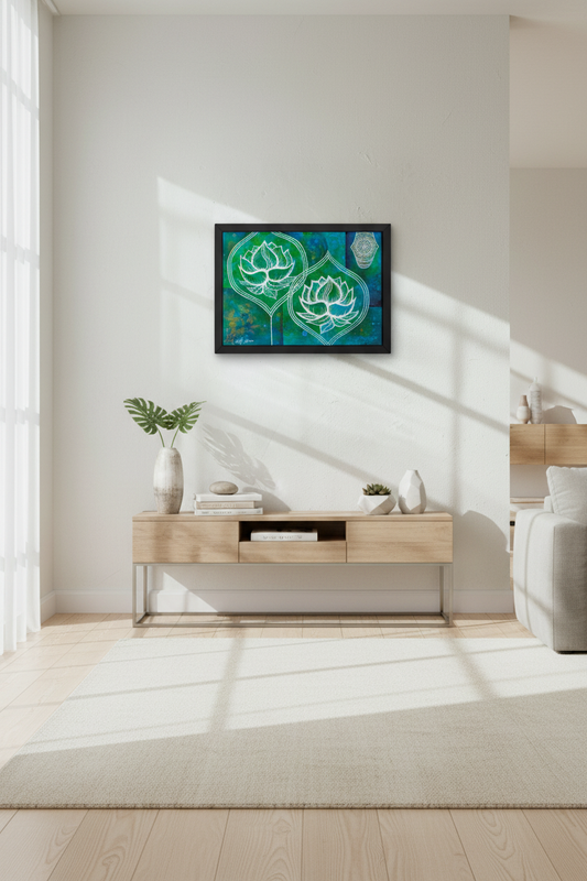 Sacred Unfolding in Minimalist Living Room