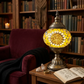 Sunflower lamp in a cosy spellbook reading nook