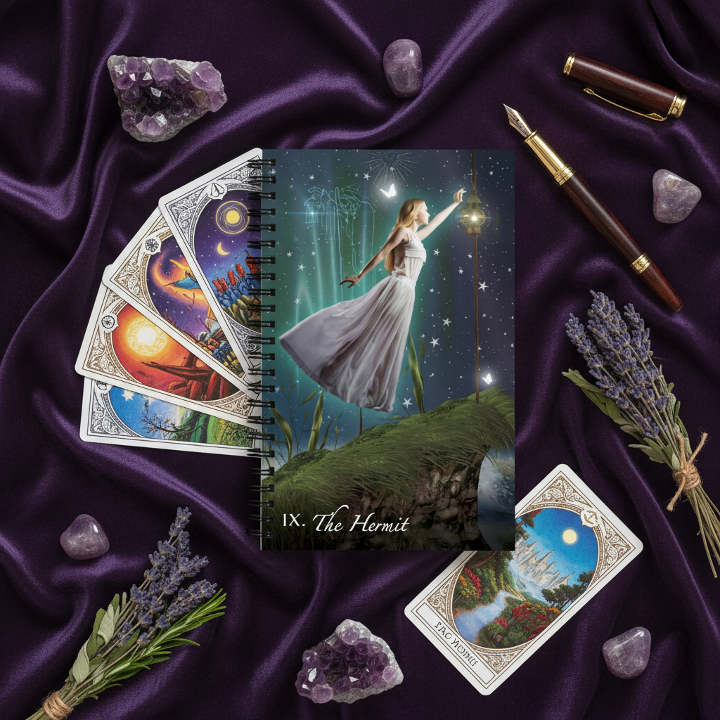 The Hermit Notebook Mystical Flat Lay