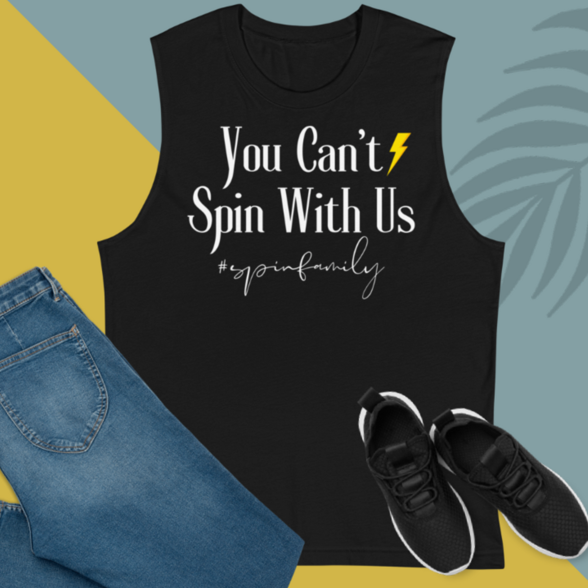 Comfortable Spin Family Muscle Shirt - Soft Cotton Sleeveless Tank with Relaxed Fit for a stylish and fun workout, perfect as a funny spin class cycle shirt.